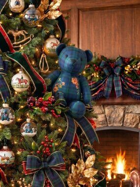 NWT Johnny Was Mingo Plaid Embroidered Velvet Bear - Whimsical Home Decor